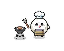 onigiri barbeque chef with a grill vector