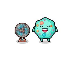 cute amoeba is standing in front of the fan vector