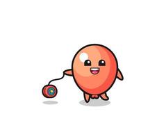 cartoon of cute balloon playing a yoyo vector