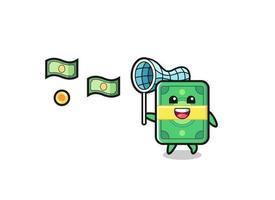 illustration of the money catching flying money vector