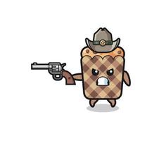 the muffin cowboy shooting with a gun vector