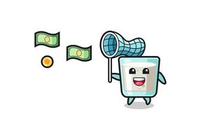 illustration of the milk catching flying money vector