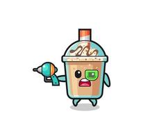 cute milkshake holding a future gun vector