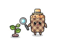 cute muffin herbalist researching a plants vector