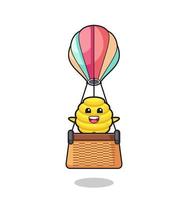 bee hive mascot riding a hot air balloon vector