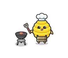 bee hive barbeque chef with a grill vector