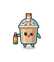 cute milkshake holding mosquito repellent vector