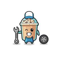 the milkshake character as a mechanic mascot vector