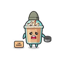 cute milkshake beggar cartoon character vector