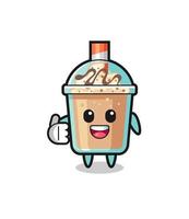 milkshake mascot doing thumbs up gesture vector