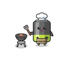 battery barbeque chef with a grill vector