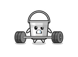 cartoon of metal bucket lifting a barbell vector