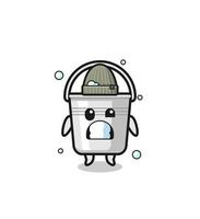 cute cartoon metal bucket with shivering expression vector