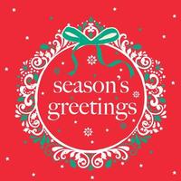 Season's greetings wreath layout vector