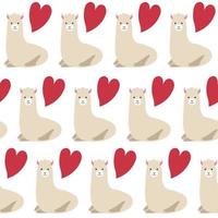 llama seamless pattern with heart vector