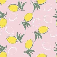 lemon seamless pattern on pink vector