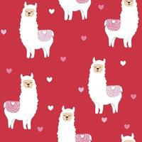 llama seamless pattern on red vector