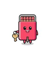 cute matches box as a real estate agent mascot vector