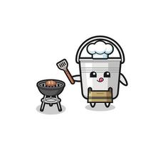 metal bucket barbeque chef with a grill vector