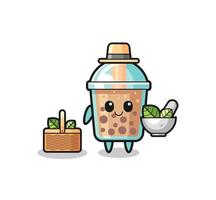 bubble tea herbalist cute cartoon vector