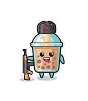 cute bubble tea cartoon as Russian army vector