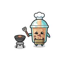 bubble tea barbeque chef with a grill vector