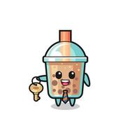 cute bubble tea as a real estate agent mascot vector