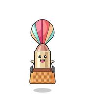 bullet mascot riding a hot air balloon vector