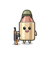 cute bullet mascot as a soldier vector