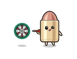 cute bullet is playing dart vector