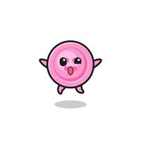 clothing button character is jumping gesture vector