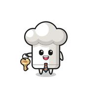 cute chef hat as a real estate agent mascot vector