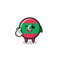 maldives flag character doing Korean finger heart vector