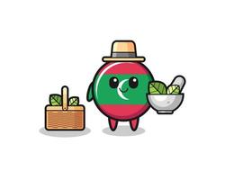 maldives flag herbalist cute cartoon vector