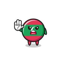 maldives flag character doing stop gesture vector