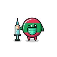 maldives flag mascot as vaccinator vector