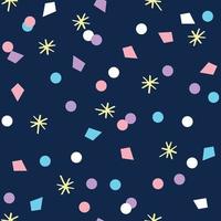 patrón sin costuras de estrellas y confeti en azul marino vector