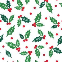 hollies and berries seamless pattern vector
