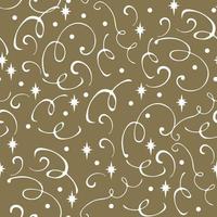 Stars and swirls seamless pattern on gold vector