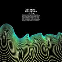 Abstract colored dynamic waves on a dark background. Vector illustration