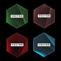 Hexagon shape with geometric line pattern color design element vector set
