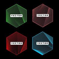 Hexagon shape with geometric line pattern color design element vector set