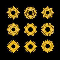 Sunburst Flower Design Element Set vector