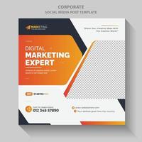 Orange Corporate Business Digital Marketing Social Media Banner Post Template Design Example Sample vector