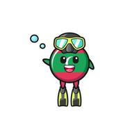 the maldives flag diver cartoon character vector