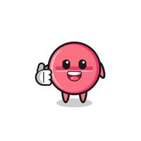 medicine tablet mascot doing thumbs up gesture vector