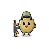 cute loose stools mascot as a soldier vector