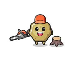 loose stools lumberjack character holding a chainsaw vector