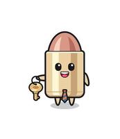 cute bullet as a real estate agent mascot vector