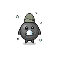 cute cartoon cannon ball with shivering expression vector